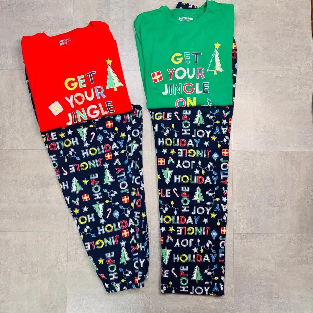 Jamies for Families Jingle All The Way Matching PJs Med, 1X, Christmas Red/Green